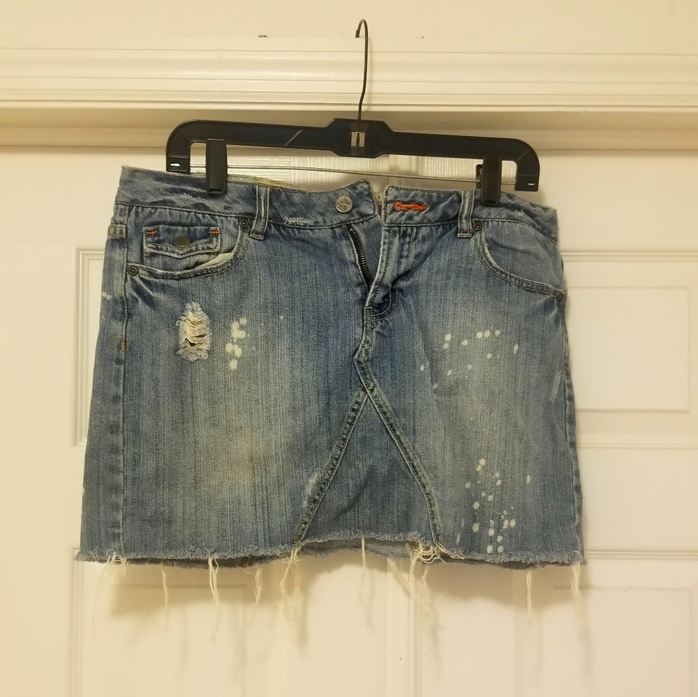 Mini Distressed Jean Skirt